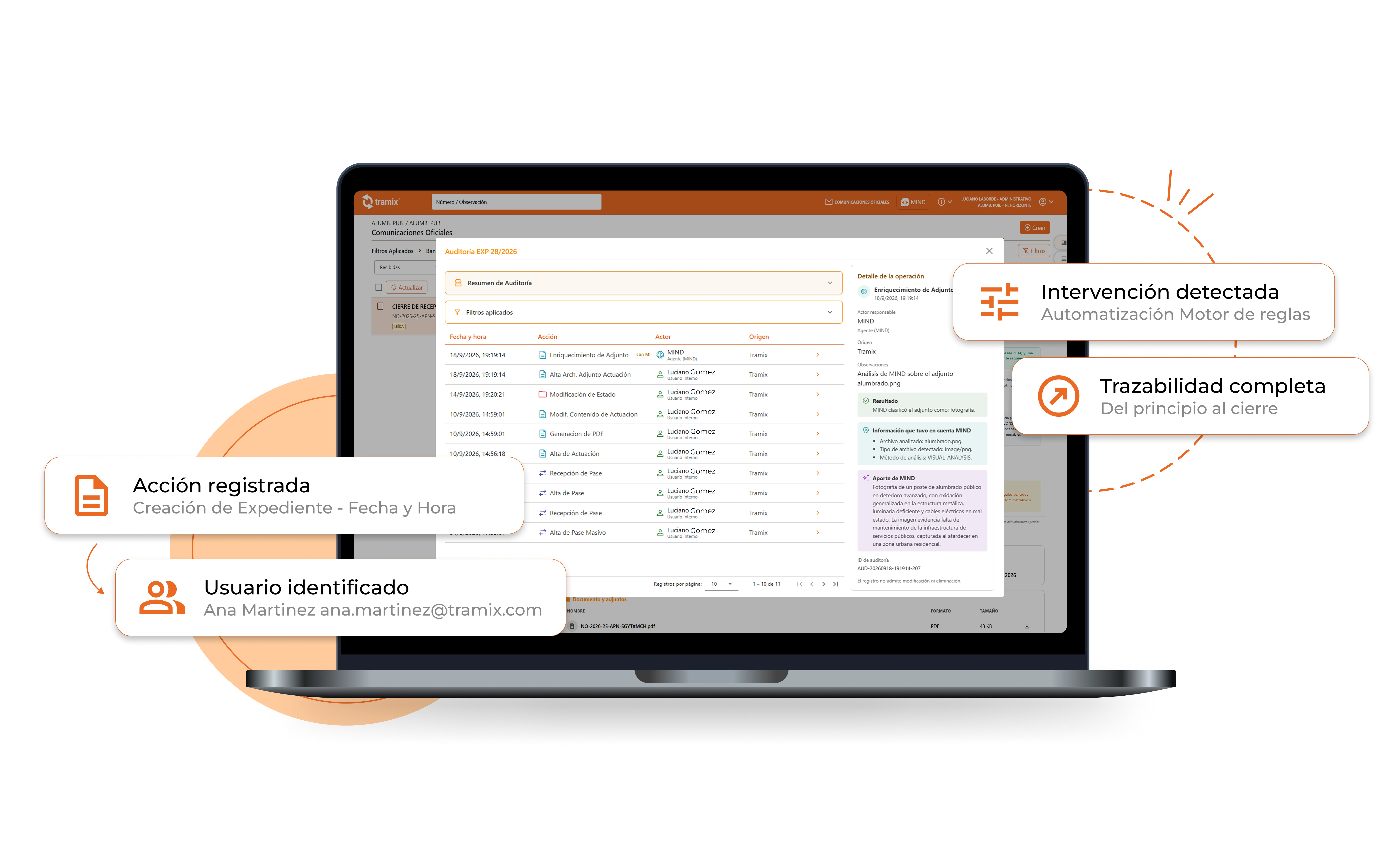 Auditoría y trazabilidad de acciones en TRAMIX